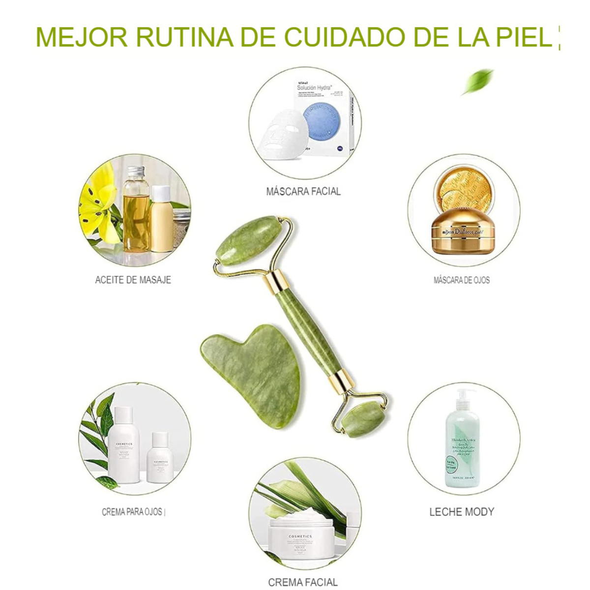 Set Facial de Jade: Rodillo + Gua Sha