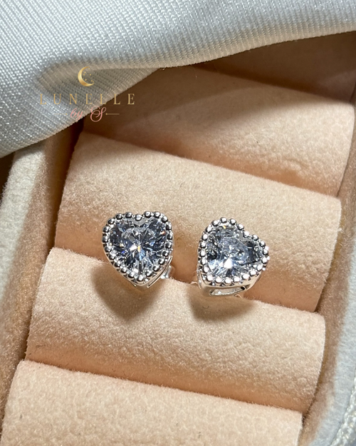 Aros Corazón Crystal • Plata 925
